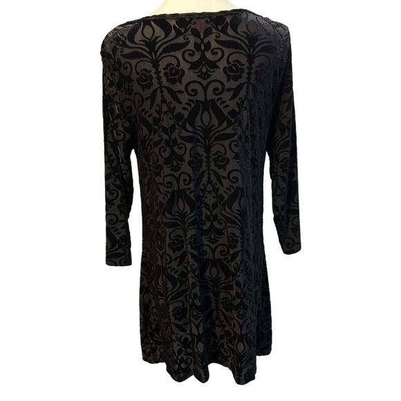 Black Velvet Burnout Top SZ LG Waterfall Neck Whimsey Goth Punk Ruby Ribbon - Picture 10 of 10